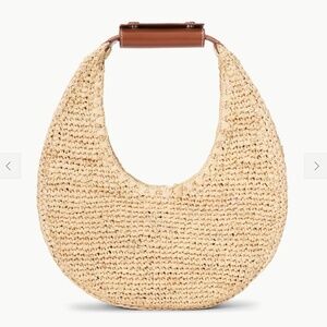 STAUD Moon Raffia Bag Natural Tan